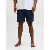 Jack & Jones Plus Maui Wave Logo Swim Shorts - Navy