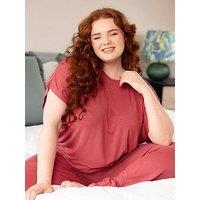 Cyberjammies Josie Terracotta Slouch Jersey Cap Sleeve Top Pyjama Set - Terracotta