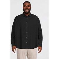 Jack & Jones Plus Breeze Linen Blend Shirt Long Sleeve Shirt - Black