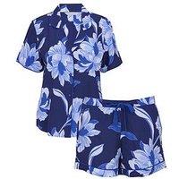 Cyberjammies Essie Navy Floral Short Sleeve Short Pyjama Set - Navy