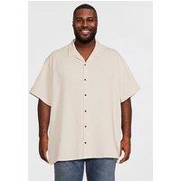 Jack & Jones Plus Waffle Resort Short Sleeve Shirt - Off White