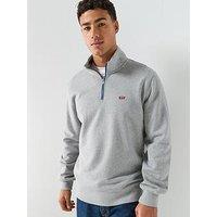 Levi'S Original Housemark Logo 1/4 Zip Sweat Top - Grey