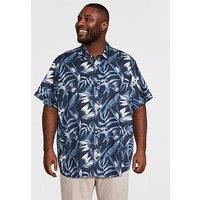 Jack & Jones Plus Honolulu Aop Short Sleeve Shirt - Navy
