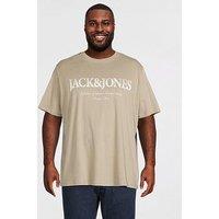 Jack & Jones Plus Devin Daytona Print T-Shirt - Khaki