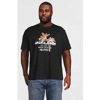 Jack & Jones Plus Gradient Print T-Shirt - Black