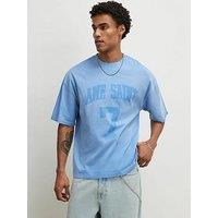 River Island Short Sleeve Ame Saint 7 T-Shirt - Blue