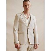 River Island Linen Blend Slim Suit Blazer - Grey