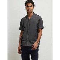 River Island Check Jacquard Short Sleeve Shirt - Beige