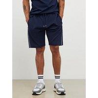 River Island Slim Textured Tipped Shorts - Navy