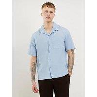 River Island Seersucker Short Sleeve Shirt - Blue