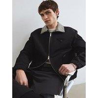 River Island Check Lined Harrington - Black
