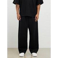 River Island Wide Leg Luxe Joggers - Black