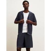 River Island Short Sleeve Knitted Shirt - Dark Blue