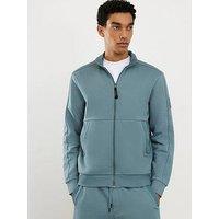 River Island Pinstripe Nylon Funnel Zip-Through Sweatshirt - Blue