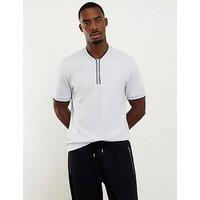 River Island Shorts Sleeve Slim Tex Tip Baseball T-Shirt - Blue