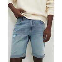 River Island Lagos Ripped Slim Short - Blue
