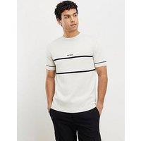 River Island Slim Chest Blocked Knitted T-Shirt - Off White