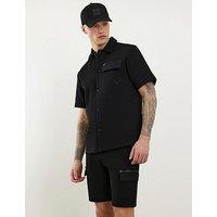 River Island Scuba Nylon Short Sleeve Shirt - Black