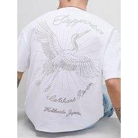 River Island Short Sleeve Tex Sappora Crane T-Shirt - White