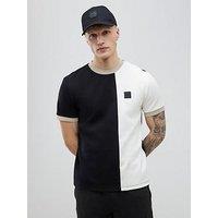 River Island Short Sleeve Regular Scuba Blocked T-Shirt - Black