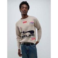 River Island Long Sleeve Moto Sport Sweater - Grey