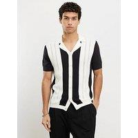 River Island Mono Blocked Short Sleeve Knitted Shirt - Black
