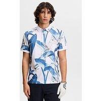 J Lindeberg Mens Golf Tour Tech Print Polo - /Blue - White