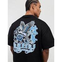 River Island Kazaki Crane Short Sleeve T-Shirt - Black