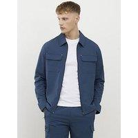 River Island Defined Muscle Fit Shacket - Blue