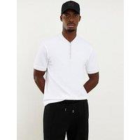 River Island Shorts Sleeve Slim Tex Tip Baseball T-Shirt - White