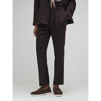 River Island Linen Blend Slim Trousers - Brown