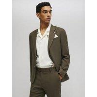 River Island Linen Blend Slim Suit Blazer - Khaki
