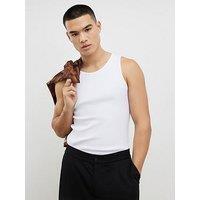 River Island Plain Muscle Ribbed Vest - White