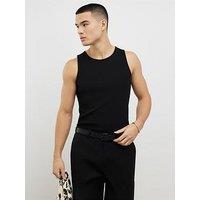 River Island Plain Muscle Ribbed Vest - Black