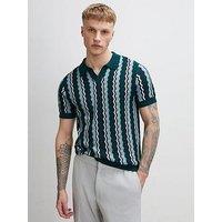 River Island Wavy Stripe Polo Shirt - Green