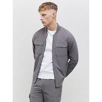 River Island Defined Muscle Fit Bomber - Grey