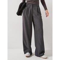 Only Hattie High Waisted Pleated Straight Trouser - Grey