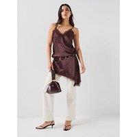 Only Bella Satin Lace Dress - Chocolate Torte