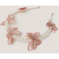 Monsoon Girls Butterfly Pearl Aliceband - Pink