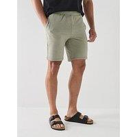 Only & Sons Kian Seersucker Stripe Short Sleeve Shorts - Olive Night