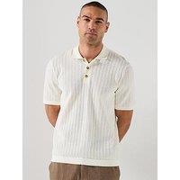 Only & Sons Moon Short Sleeve Knitted Polo Shirt - Off White