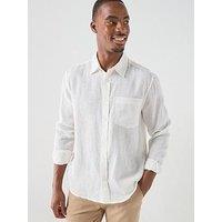 Only & Sons Laurence Long Sleeve Linen Blend Shirt - White