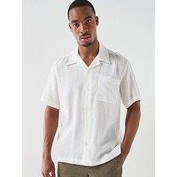 Only & Sons Laurence Short Sleeve Linen Blend Resort Shirt - White