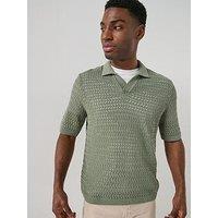 Only & Sons Nyle Life Short Sleeve Open Collar Knitted Polo Shirt - Deep Lichen Green