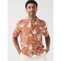 Only & Sons Dash Life Aop Short Sleeve Resort Shirt - Raw Sienna