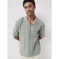 Only & Sons Structured Short Sleeve Check Shirt - Green