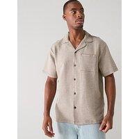Only & Sons Kian Seersucker Stripe Short Sleeve Shirt - Coffee Bean