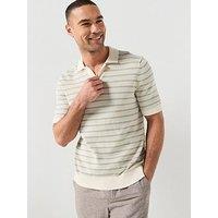 Only & Sons Tilo Open Collar Knitted Polo Shirt - Beige