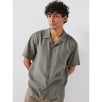 Only & Sons Laurence Short Sleeve Linen Blend Resort Shirt - Grey