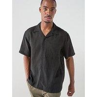 Only & Sons Laurence Short Sleeve Linen Blend Resort Shirt - Meteorite